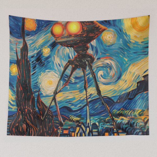 Item preview, War of the Worlds Aliens Invading The Starry Night - Vincent Van Gogh, Parody Painting designed and sold by PrintShangri-La.