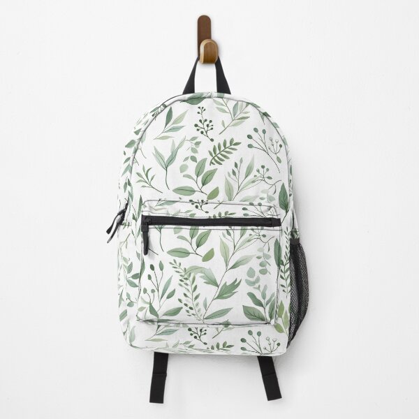 Item preview, Pattern of Green Leaves and Branches on White Background designed and sold by celiacreatec.