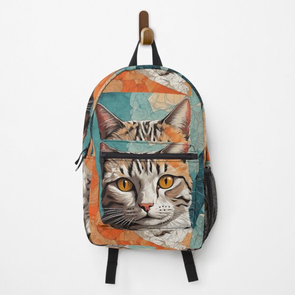 Item preview, Portrait of a white and tabby cat, stained glass style, in pastel colors designed and sold by sabellet.