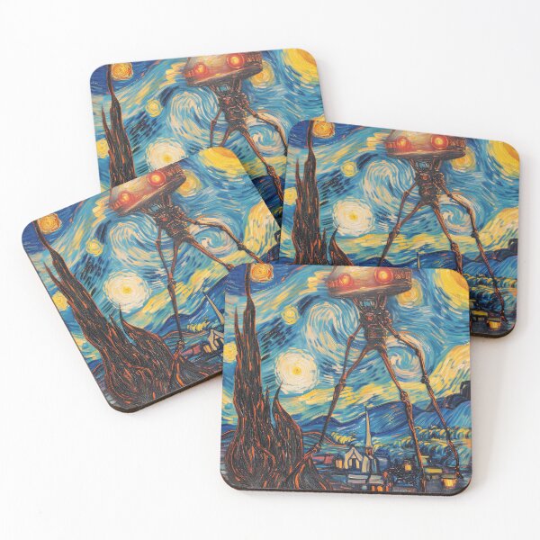 Item preview, War of the Worlds Aliens Invading The Starry Night - Vincent Van Gogh, Parody Painting designed and sold by PrintShangri-La.