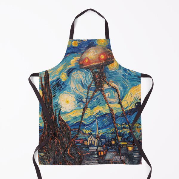 Item preview, War of the Worlds Aliens Invading The Starry Night - Vincent Van Gogh, Parody Painting designed and sold by PrintShangri-La.