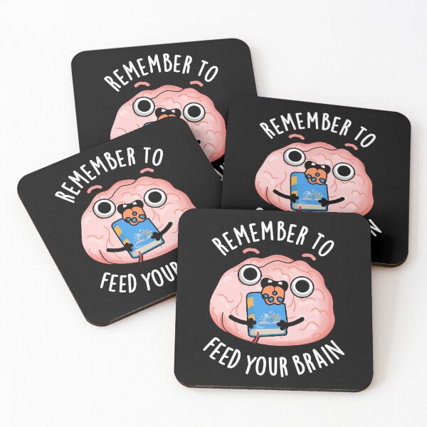 Item preview, Remember To Feed Your Brain Funny Anatomy Pun (Dark BG) designed and sold by punnybone.