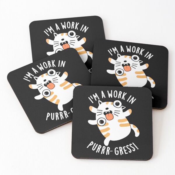 Item preview, I'm A Work In Purrr-gress Funny Cat Pun (Dark BG) designed and sold by punnybone.