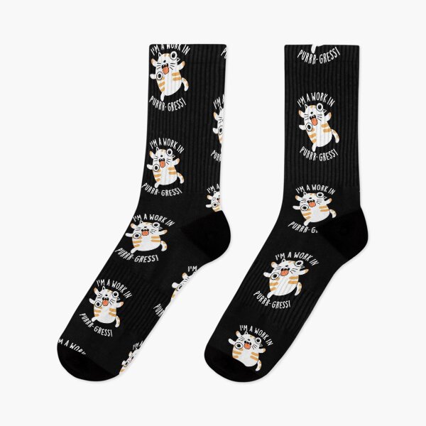 Item preview, I'm A Work In Purrr-gress Funny Cat Pun (Dark BG) designed and sold by punnybone.