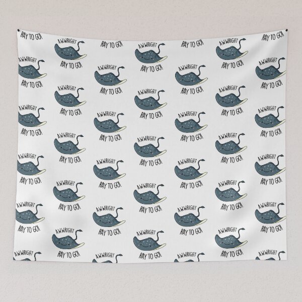 Item preview, Awww-right Ray To Go Funny Stingray Pun (White BG) designed and sold by punnybone.