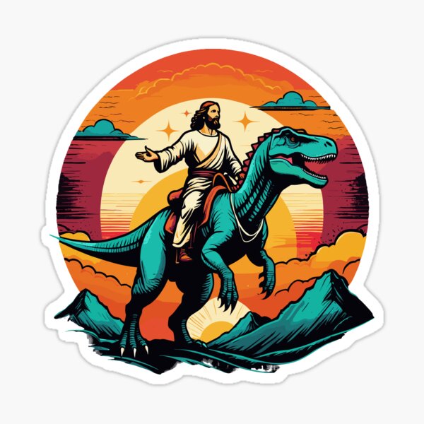 Item preview, Jesus riding dinosaur designed and sold by MindFrank.