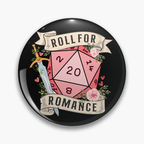 Item preview, ROLL FOR ROMANCE: Cute D20 dnd dice with flowers and sword for couple, anniversary or valentines designed and sold by DungeonAtelier.