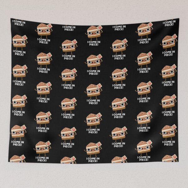 Item preview, I Come In Piece Funny Cake Pun (Dark BG) designed and sold by punnybone.