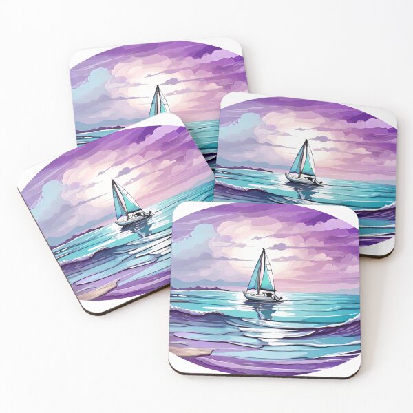 Item preview, Abstract Waves & Sailboat (394) designed and sold by WASjourney.