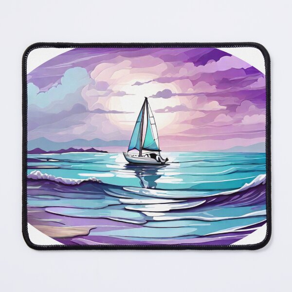 Item preview, Abstract Waves & Sailboat (394) designed and sold by WASjourney.