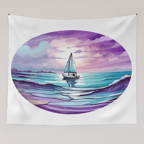 Item preview, Abstract Waves & Sailboat (394) designed and sold by WASjourney.