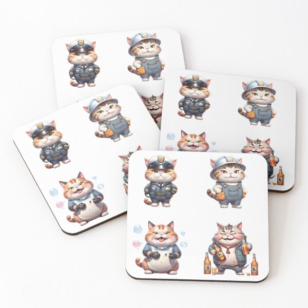 Item preview, Chubby Pilot Cat, Electrician Kitty, Laundromat Kitty, Alcoholic Cat Sticker Pack designed and sold by Keffy.