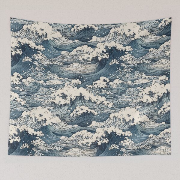 Item preview, Japanese Inspired Waves Scene Pattern designed and sold by Studio Bankai.