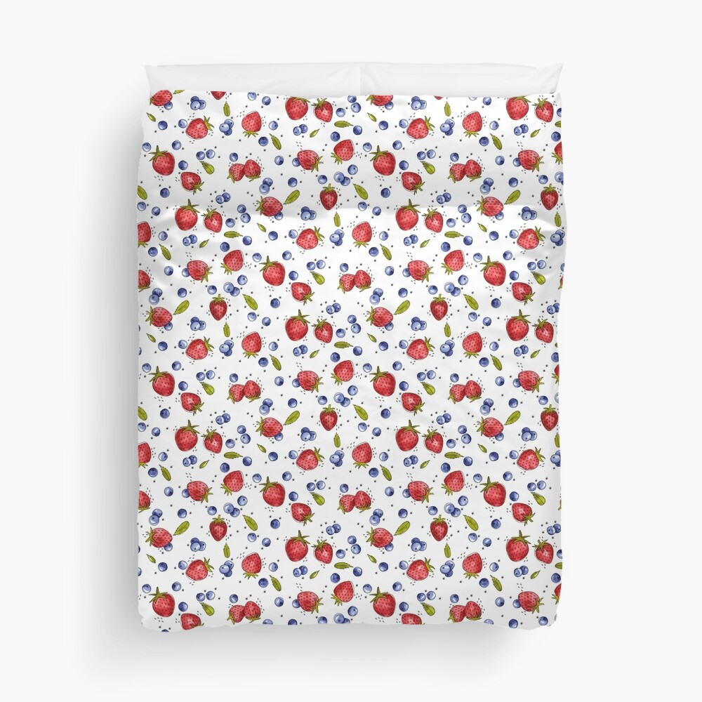 Strawberry, Blueberry, Mint Duvet Cover