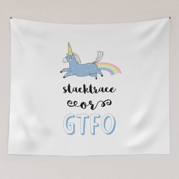 Item preview, Cute unicorn debugging for programist; stacktrace or GTFO designed and sold by Drawmecute.
