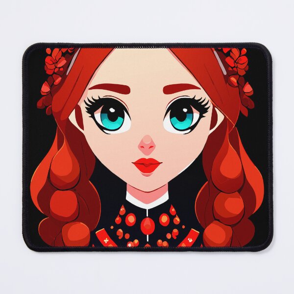 Item preview, Blue-eyed Blossom,red-headed cute girl illustration designed and sold by AgarutanPrint.