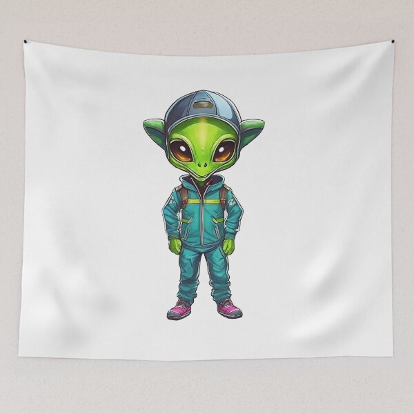 Item preview, A cute alien dressed in a tracksuit designed and sold by UFOFashionista.