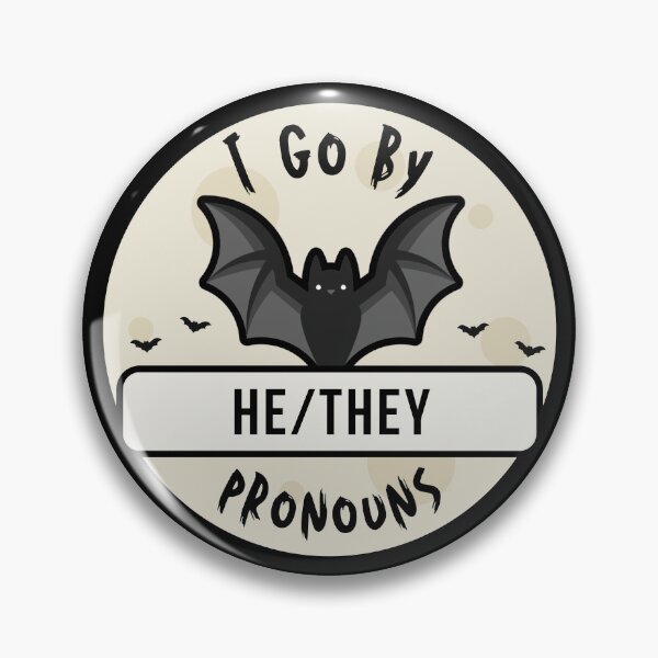 Item preview, He/They Pronouns | Bat Halloween | He They Pronoun designed and sold by Furia LGBTQ+ Accessories.