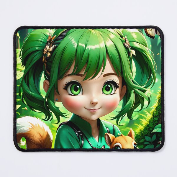Item preview, Emerald Chibi Girl Playing with a Squirrel designed and sold by Bright-Moonrise.