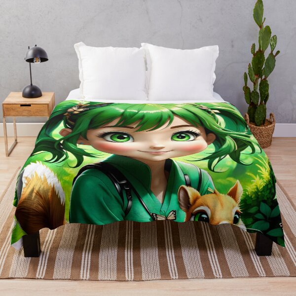Item preview, Emerald Chibi Girl Playing with a Squirrel designed and sold by Bright-Moonrise.