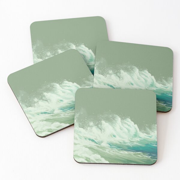 Item preview, Blue and Green Wave (Green Background) designed and sold by ceramicgalanter.