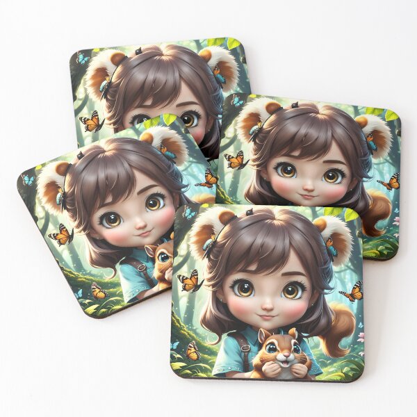 Item preview, Chibi Girl Playing with a Squirrel designed and sold by Bright-Moonrise.