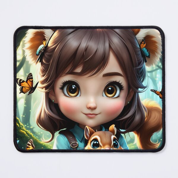 Item preview, Chibi Girl Playing with a Squirrel designed and sold by Bright-Moonrise.