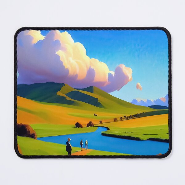 Item preview, Green Rolling Hills - People Walking Along a Path Toward a River designed and sold by Loving Nature Gifts.