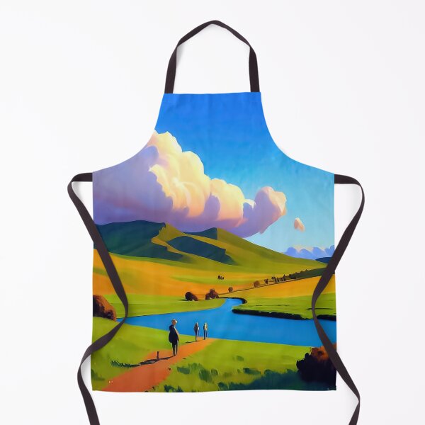 Item preview, Green Rolling Hills - People Walking Along a Path Toward a River designed and sold by Loving Nature Gifts.
