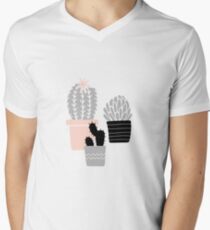 Succulents - gray pink Men's V-Neck T-Shirt