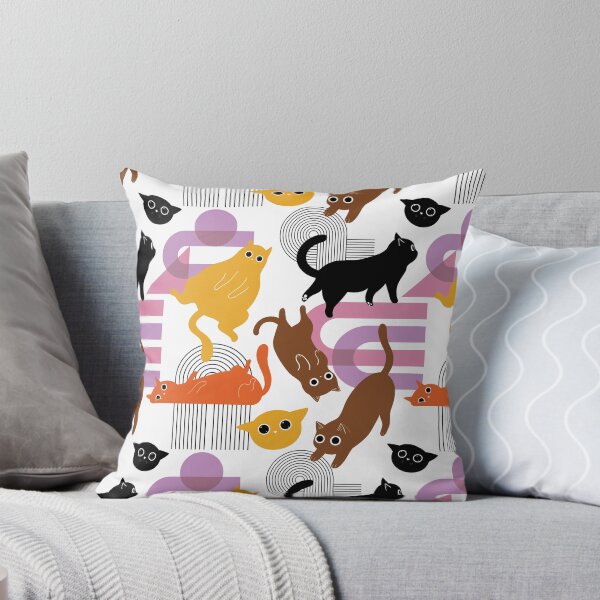 Item preview, Bauhaus Cats pattern [white-yellow quirky modern] designed and sold by Julia Tsilman.