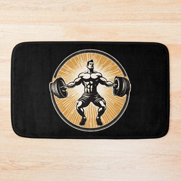Item preview, Retro colored weight lifting body builder to help boost fitness designed and sold by TreetopStudios.