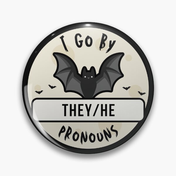 Item preview, They/He Pronouns | Bat Halloween | They He Pronoun designed and sold by Furia LGBTQ+ Accessories.