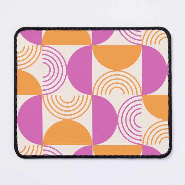 Item preview, Minimalist Mid century abstract half circles and Geometric Lines in Orange and pink designed and sold by Yasminepatterns .