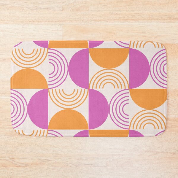 Item preview,   Minimalist Mid century abstract half circles and Geometric Lines in Orange and pink  designed and sold by Yasminepatterns .
