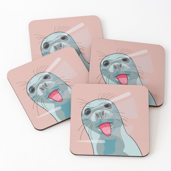 Item preview, Whiskered Whimsy: Mischievous Seal Licking Glass designed and sold by Fun Funky Designs.