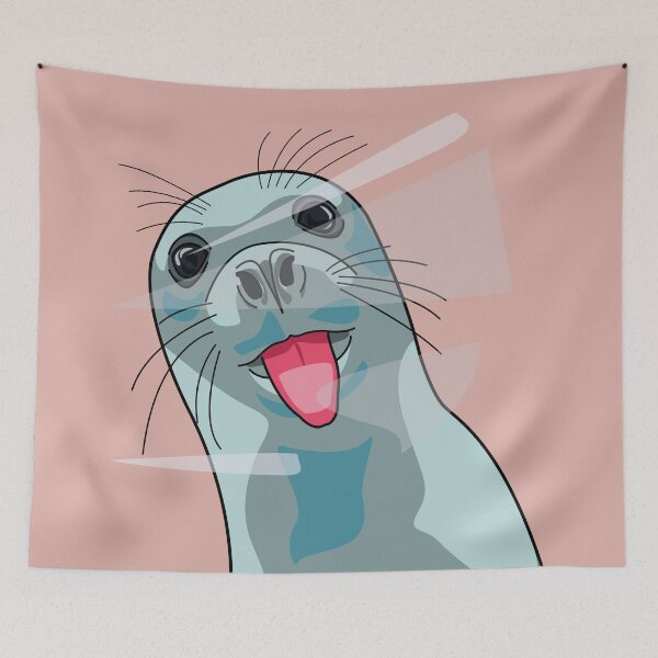 Item preview, Whiskered Whimsy: Mischievous Seal Licking Glass designed and sold by Fun Funky Designs.