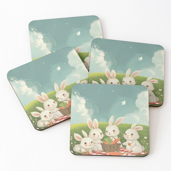 Item preview, Fluffy Bunny Picnic designed and sold by cute-animals99.