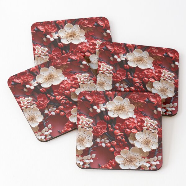 Item preview, Crimson Petal Opulence - 3D Luxury Red Cherry Flowers designed and sold by TriarArt.