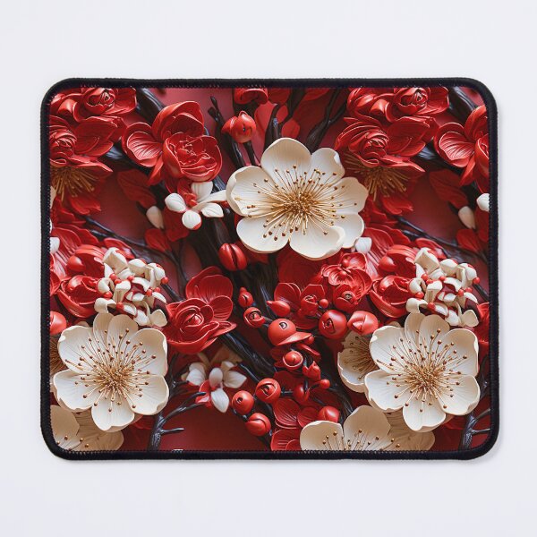 Item preview, Crimson Petal Opulence - 3D Luxury Red Cherry Flowers designed and sold by TriarArt.