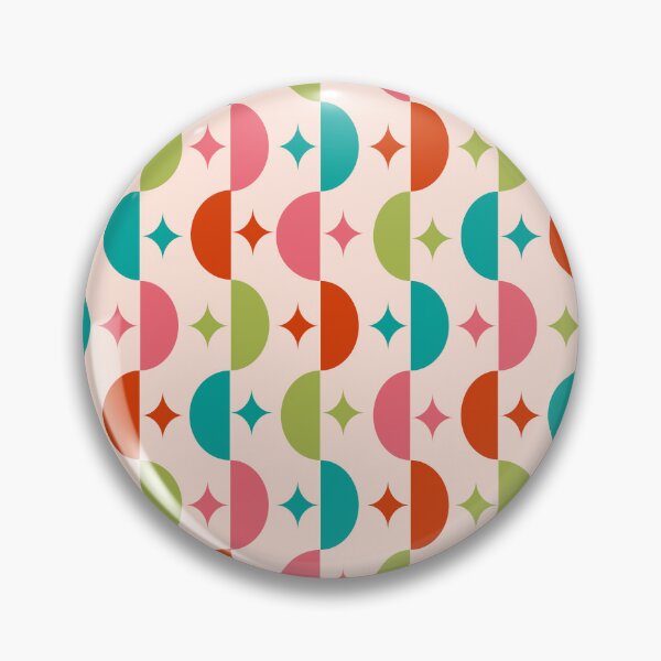 Item preview,  Mid Century Half Circles with Retro Starbursts Pattern in red, pink, teal and green  designed and sold by Yasminepatterns .
