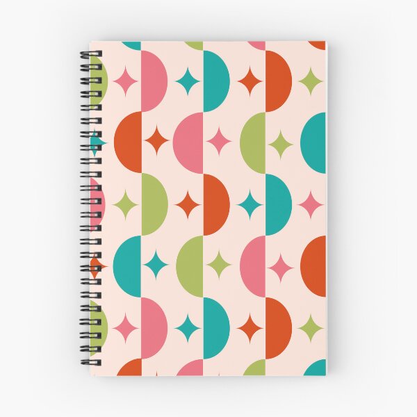 Item preview,  Mid Century Half Circles with Retro Starbursts Pattern in red, pink, teal and green  designed and sold by Yasminepatterns .