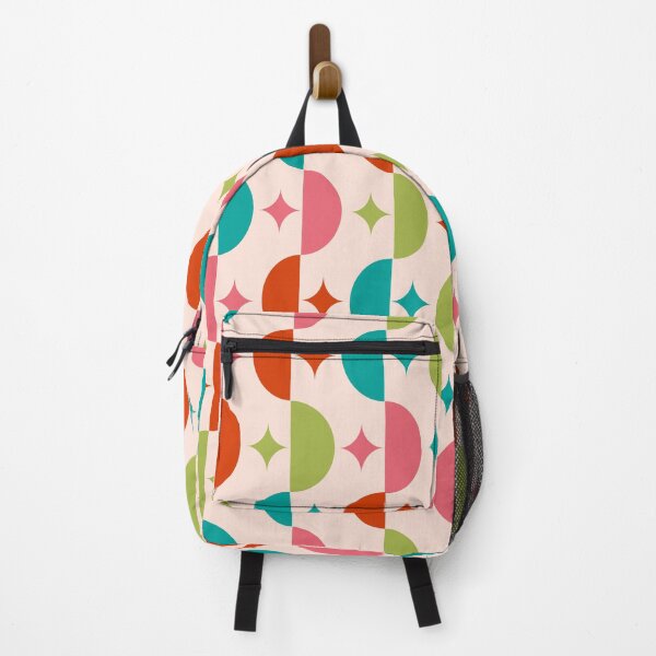 Item preview,  Mid Century Half Circles with Retro Starbursts Pattern in red, pink, teal and green  designed and sold by Yasminepatterns .