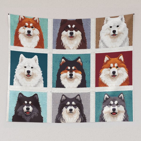 Item preview, Finnish Lapphund Dogs Crotchet illustration designed and sold by printmala.