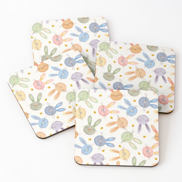 Item preview, Happy colorful rabbits and Easter eggs – pattern on white designed and sold by colorofmagic.