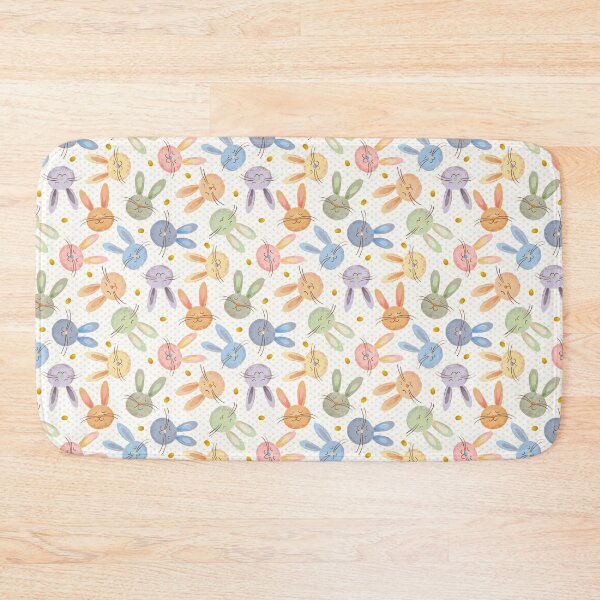 Item preview, Happy colorful rabbits and Easter eggs – pattern on white designed and sold by colorofmagic.