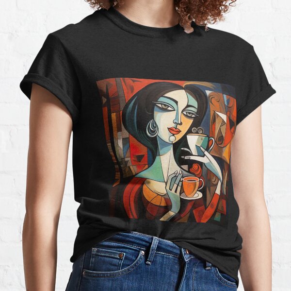 Vista previa del artículo con la obra «Mujer tomando café», diseñado y vendido por thenry777.