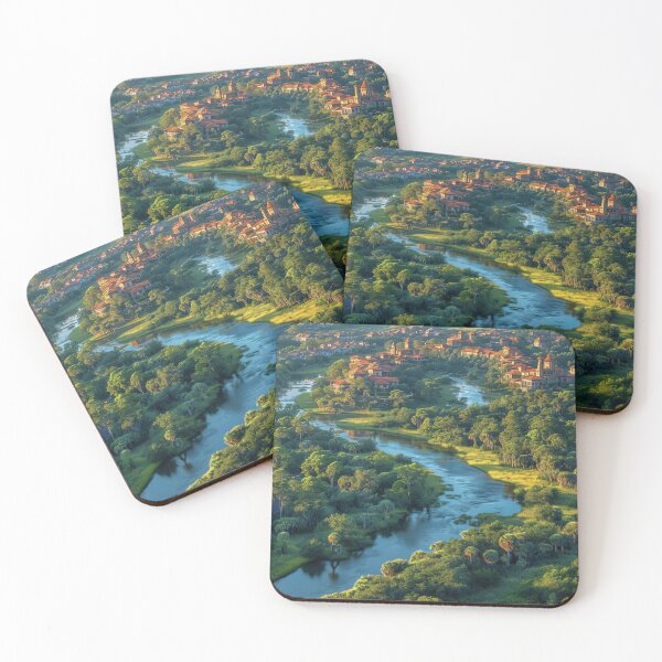 Item preview, Verdant Riverside Community - Bird's Eye View designed and sold by EtherealEchoes.