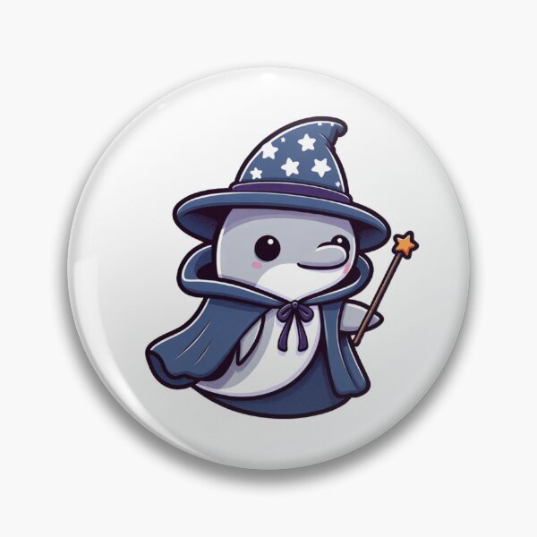 Item preview, Dolphin Wizard Magic Wand, Dolphin Wizard, cute dolphin dressed as a wizard with a magic wand and a starry cape, casting spells. designed and sold by Netroder.