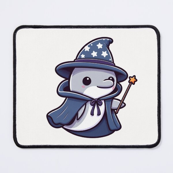 Item preview, Dolphin Wizard Magic Wand, Dolphin Wizard, cute dolphin dressed as a wizard with a magic wand and a starry cape, casting spells. designed and sold by Netroder.
